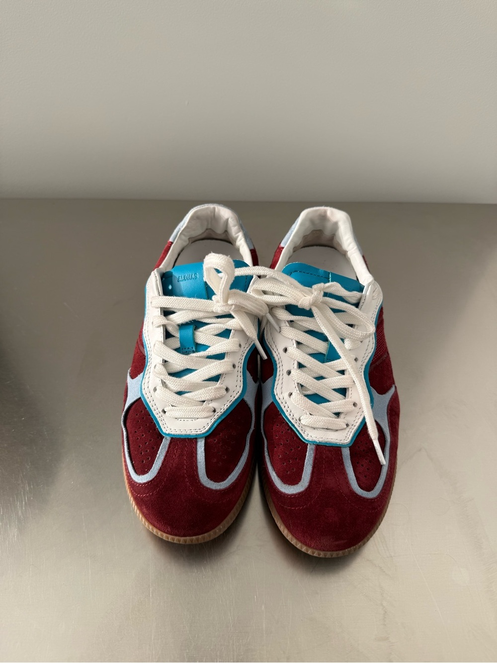 ALOHAS TB.490 RIFE BURGUNDY LEATHER SNEAKERS - Picture 4 of 9